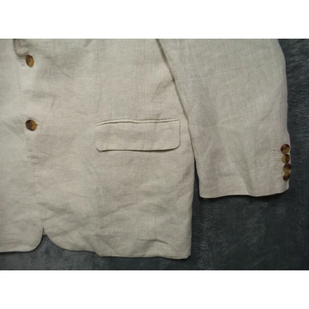 Club Room Luxury Blazer Mens Size 3XL Beige 100% Linen Double Vented 2 Button